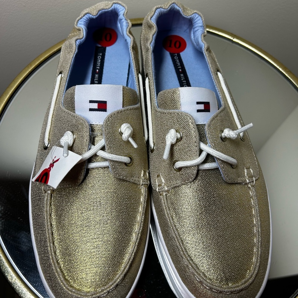 Tommy Hilfiger Gold Moccasins for Women